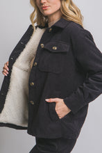 Load image into Gallery viewer, Black Corduroy Jacket With Sherpa Lining
