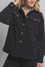 Load image into Gallery viewer, Black Corduroy Jacket With Sherpa Lining
