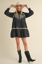 Load image into Gallery viewer, Black Embroidered Button Down Mini Dress
