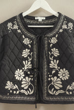 Load image into Gallery viewer, Black Quilted Floral Embroidered Padding Jacket
