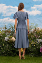 Load image into Gallery viewer, Blue V-Neck Short Sleeve Midi Dress

