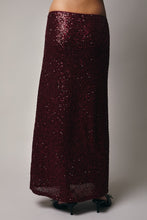 Load image into Gallery viewer, Burgundy Sequin Midi Skirt

