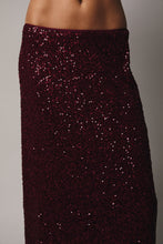 Load image into Gallery viewer, Burgundy Sequin Midi Skirt
