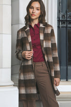 Load image into Gallery viewer, Chocolate Long Sleeve Plaid Coat
