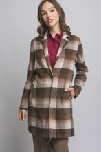 Load image into Gallery viewer, Chocolate Long Sleeve Plaid Coat
