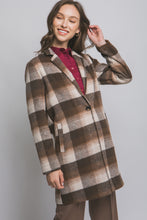 Load image into Gallery viewer, Chocolate Long Sleeve Plaid Coat
