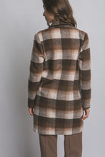Load image into Gallery viewer, Chocolate Long Sleeve Plaid Coat
