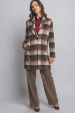 Load image into Gallery viewer, Chocolate Long Sleeve Plaid Coat
