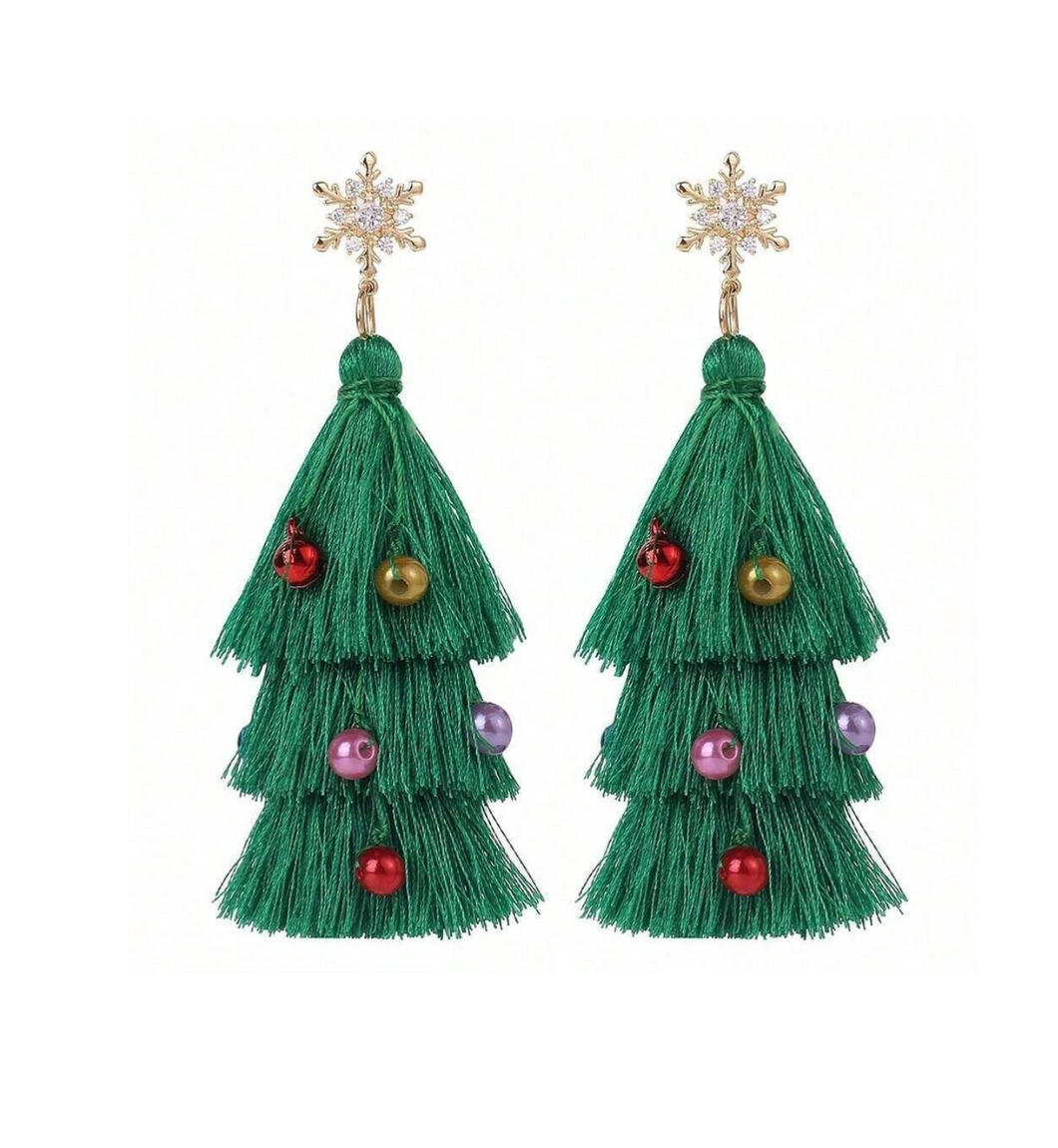 Christmas Tree Tassel Earrings