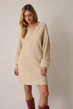 Load image into Gallery viewer, Cream Collared Knit Sweater Dress
