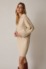 Load image into Gallery viewer, Cream Collared Knit Sweater Dress
