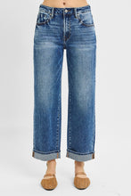 Load image into Gallery viewer, Dark Wash Mid Rise Cuffed Ankle Jeans
