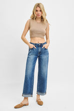Load image into Gallery viewer, Dark Wash Mid Rise Cuffed Ankle Jeans
