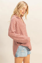 Load image into Gallery viewer, Dusty Pink Collared Cable Sweater
