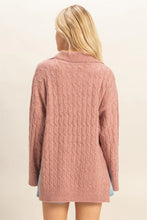 Load image into Gallery viewer, Dusty Pink Collared Cable Sweater
