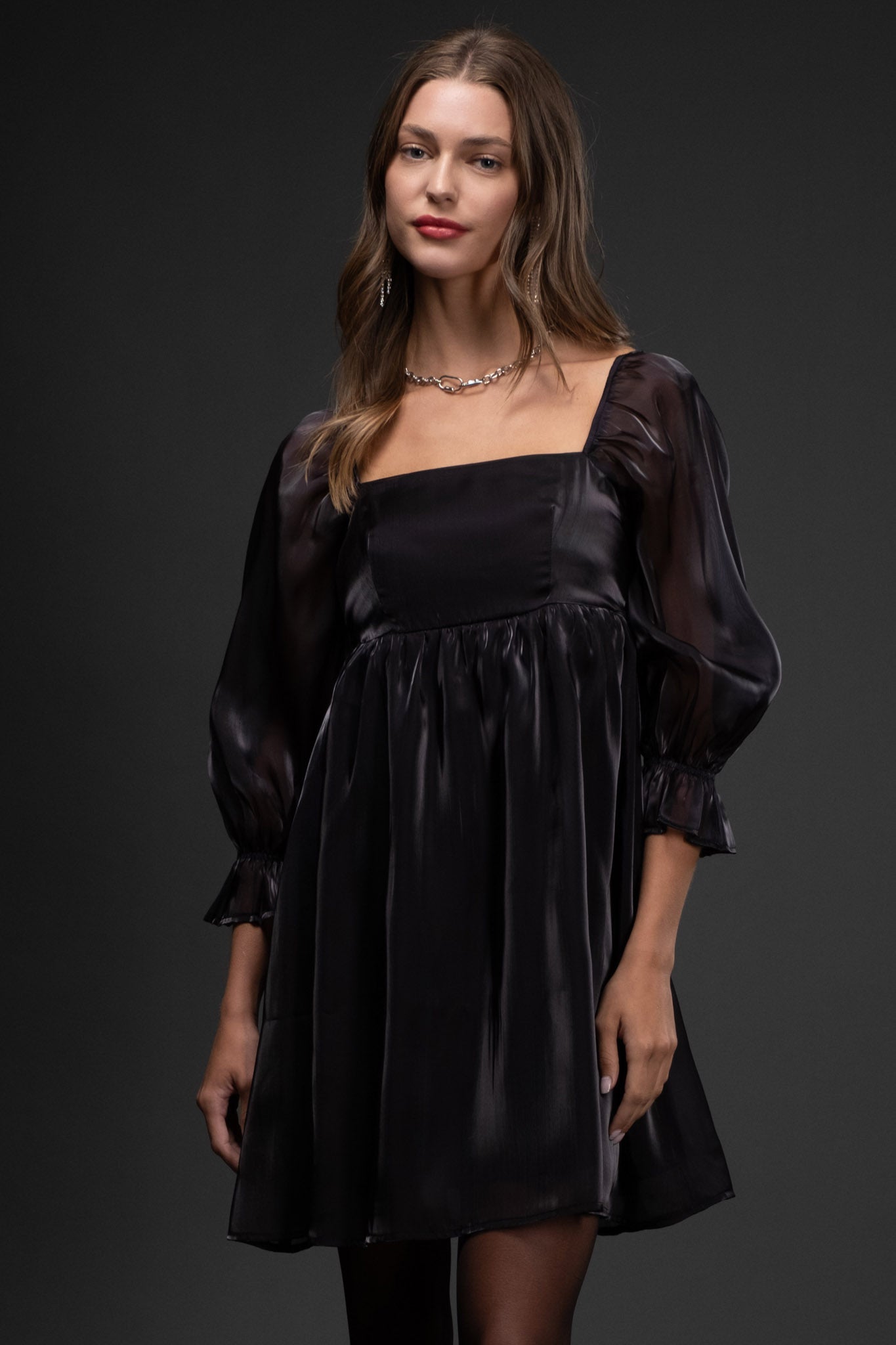 Black Satin Babydoll Dress – Blooming Confidence
