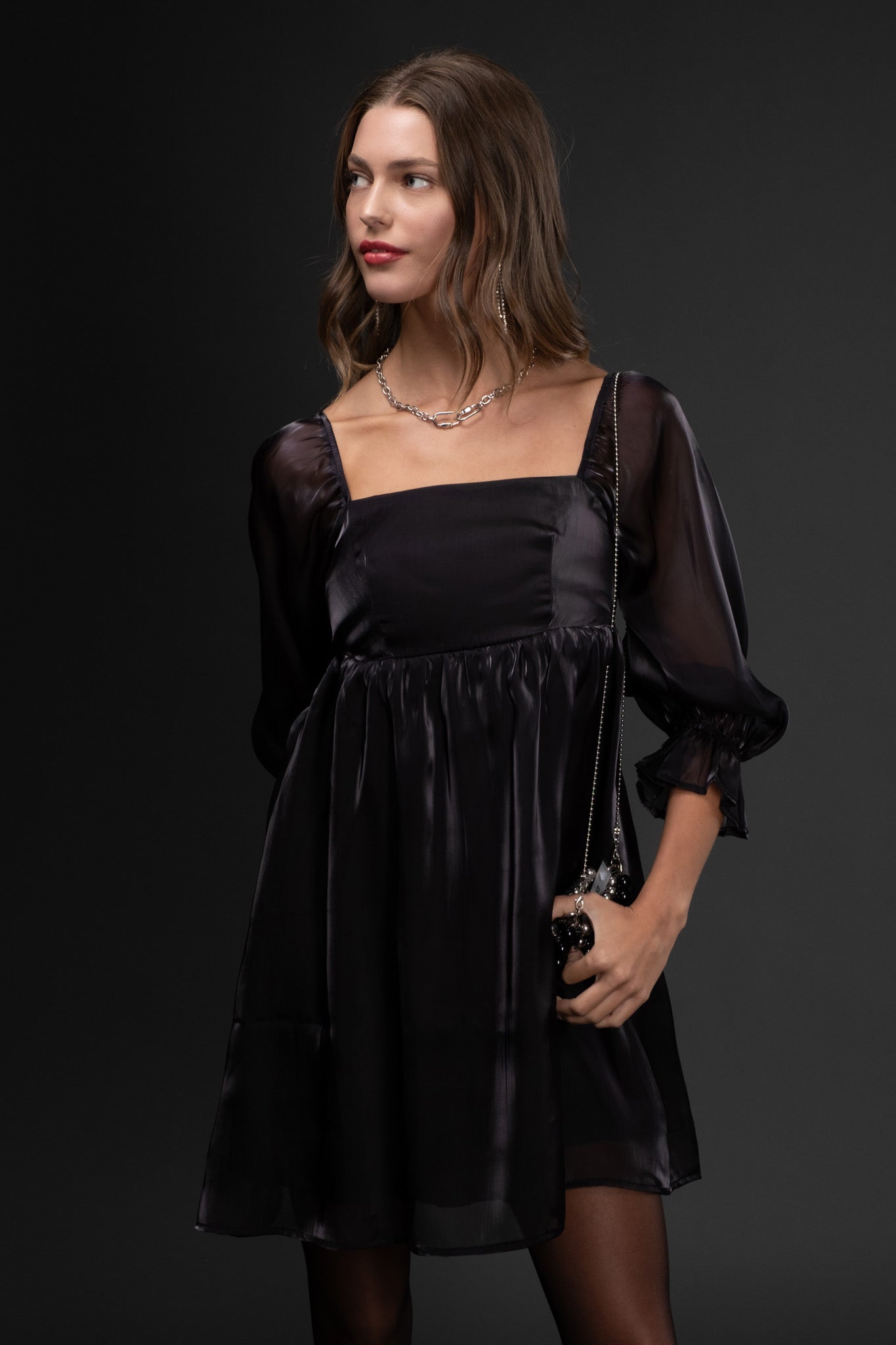Black Satin Babydoll Dress – Blooming Confidence