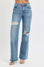 Load image into Gallery viewer, Light Wash Distressed High Waist Relaxed Fit Jeans
