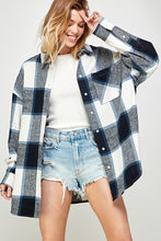 Load image into Gallery viewer, Navy Plaid Oversized Jacket
