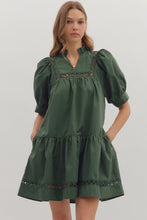 Load image into Gallery viewer, Pine Puff Sleeve Mini Dress
