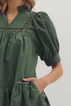 Load image into Gallery viewer, Pine Puff Sleeve Mini Dress
