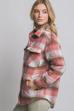Load image into Gallery viewer, Pink Plaid Button Up Jacket With Sherpa Lining
