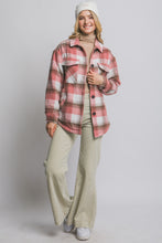 Load image into Gallery viewer, Pink Plaid Button Up Jacket With Sherpa Lining
