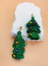 Load image into Gallery viewer, Christmas Tree Tassel Earrings
