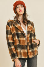 Load image into Gallery viewer, Burnt Orange Plaid Sherpa Shacket
