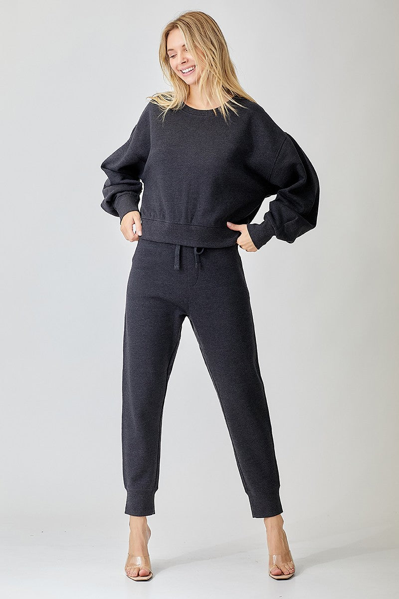 Charcoal Two Piece Sweater and Pant Set