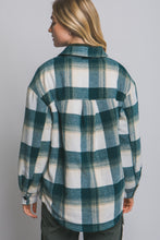 Load image into Gallery viewer, Teal Plaid Button Up Jacket With Sherpa Lining
