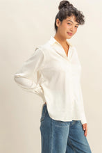 Load image into Gallery viewer, Whipped Cream Long Sleeve Button-Up Satin Shirt
