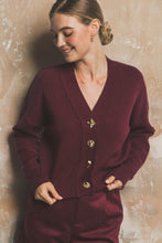 Load image into Gallery viewer, Elegant Wine Metal Button Up Cardigan
