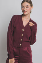 Load image into Gallery viewer, Elegant Wine Metal Button Up Cardigan
