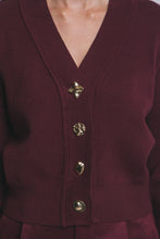 Load image into Gallery viewer, Elegant Wine Metal Button Up Cardigan
