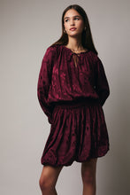 Load image into Gallery viewer, Wine Long Sleeve Floral Print Mini Dress
