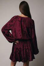 Load image into Gallery viewer, Wine Long Sleeve Floral Print Mini Dress
